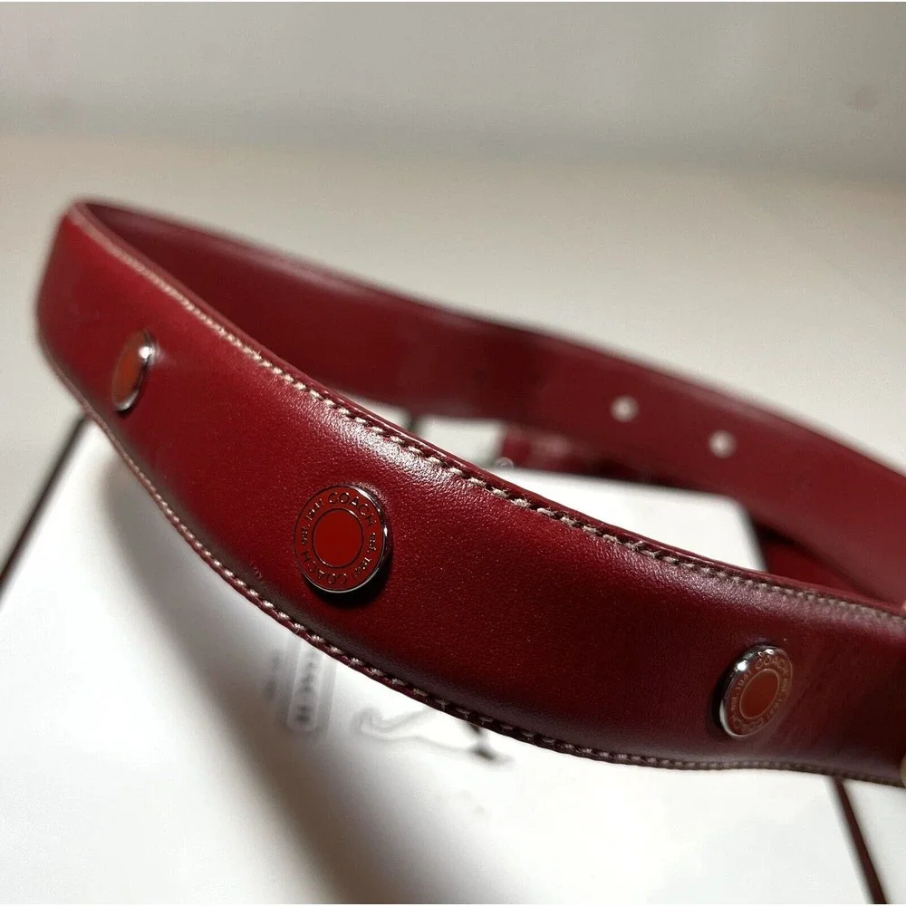 Coach Red Charm Dog Collar Leather XL 22” to 26” Studded Grommets #8848 Dust Bag